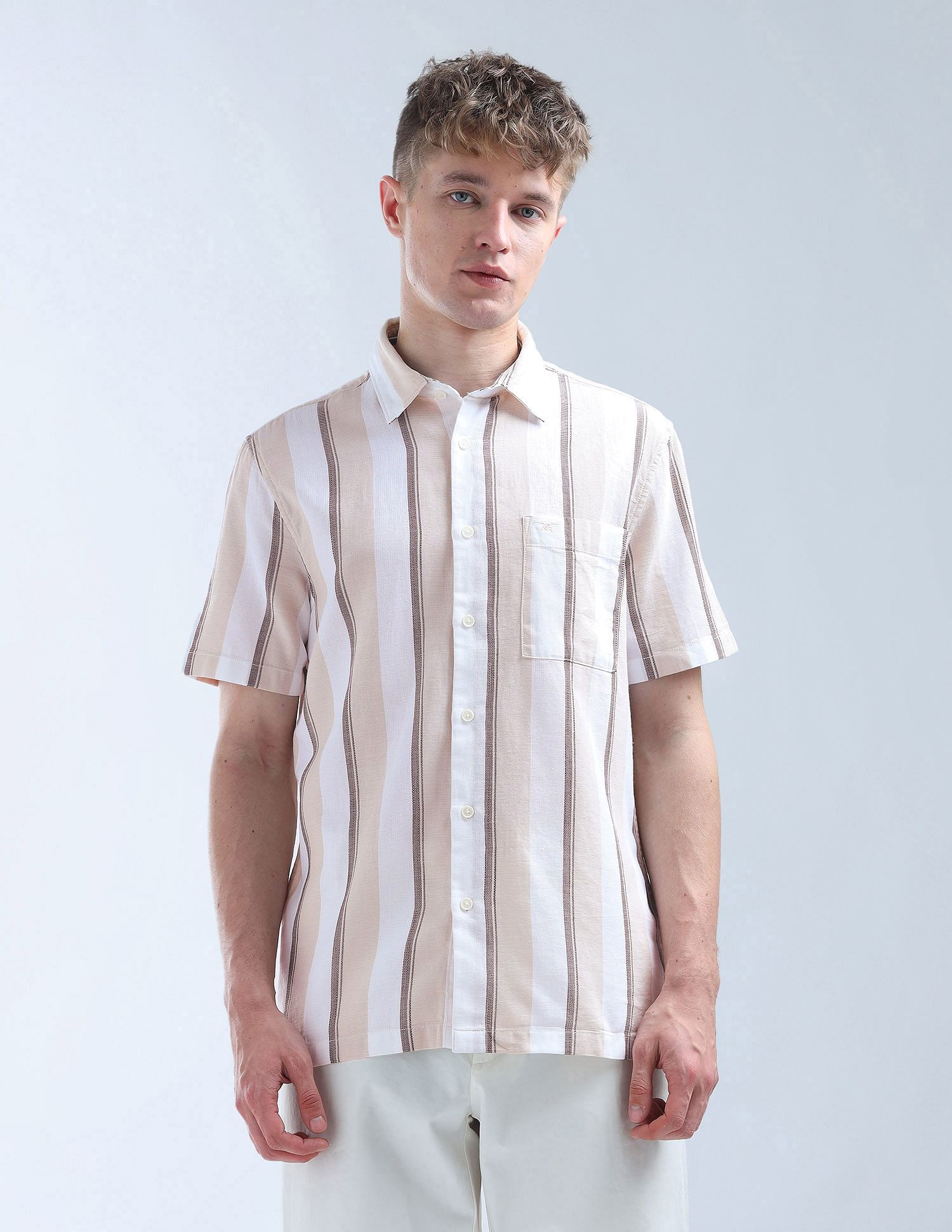 Flying Machine Vertical Striped Color Of Home Shirt