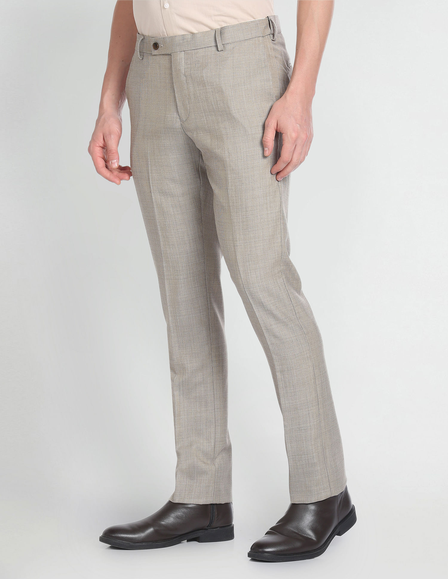 Arrow Patterned Weave Autoflex Trousers