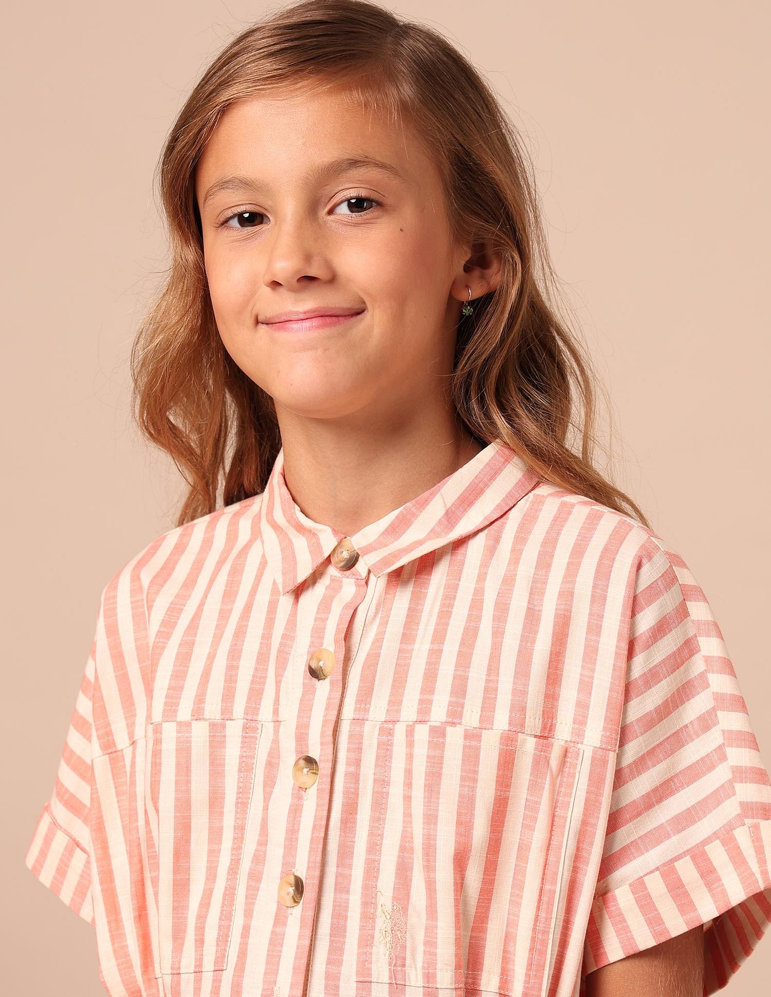 U.S. Polo Assn. Kids Girls Vertical Striped Shirt Dress