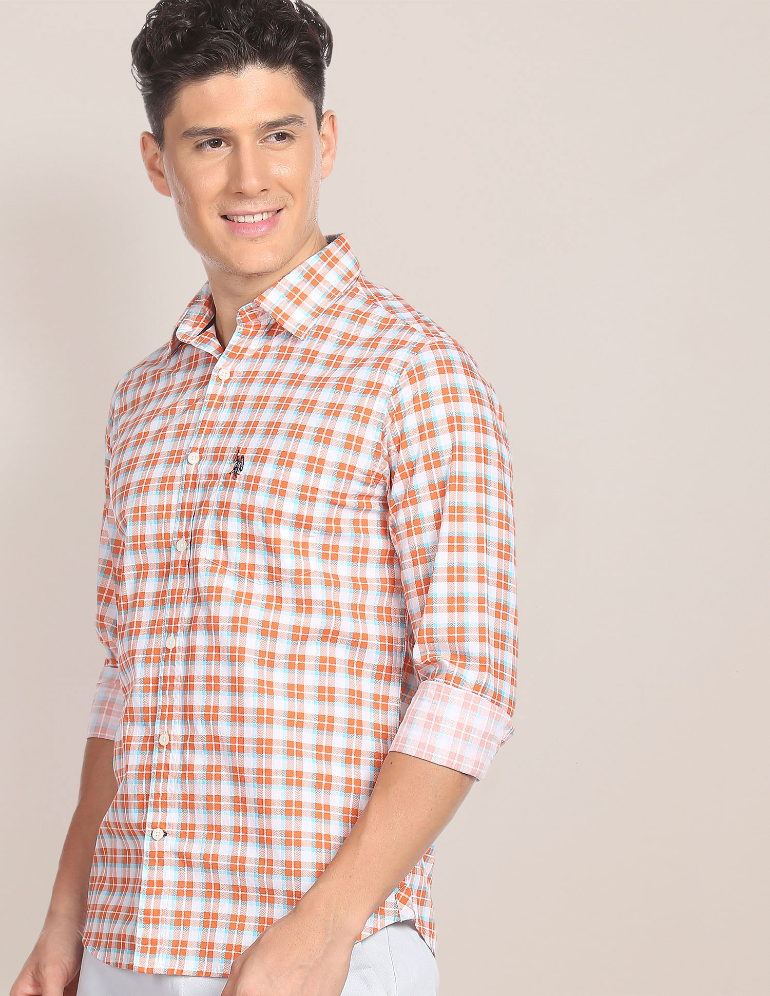 U.S. Polo Assn. Spread Collar Plaid Shirt