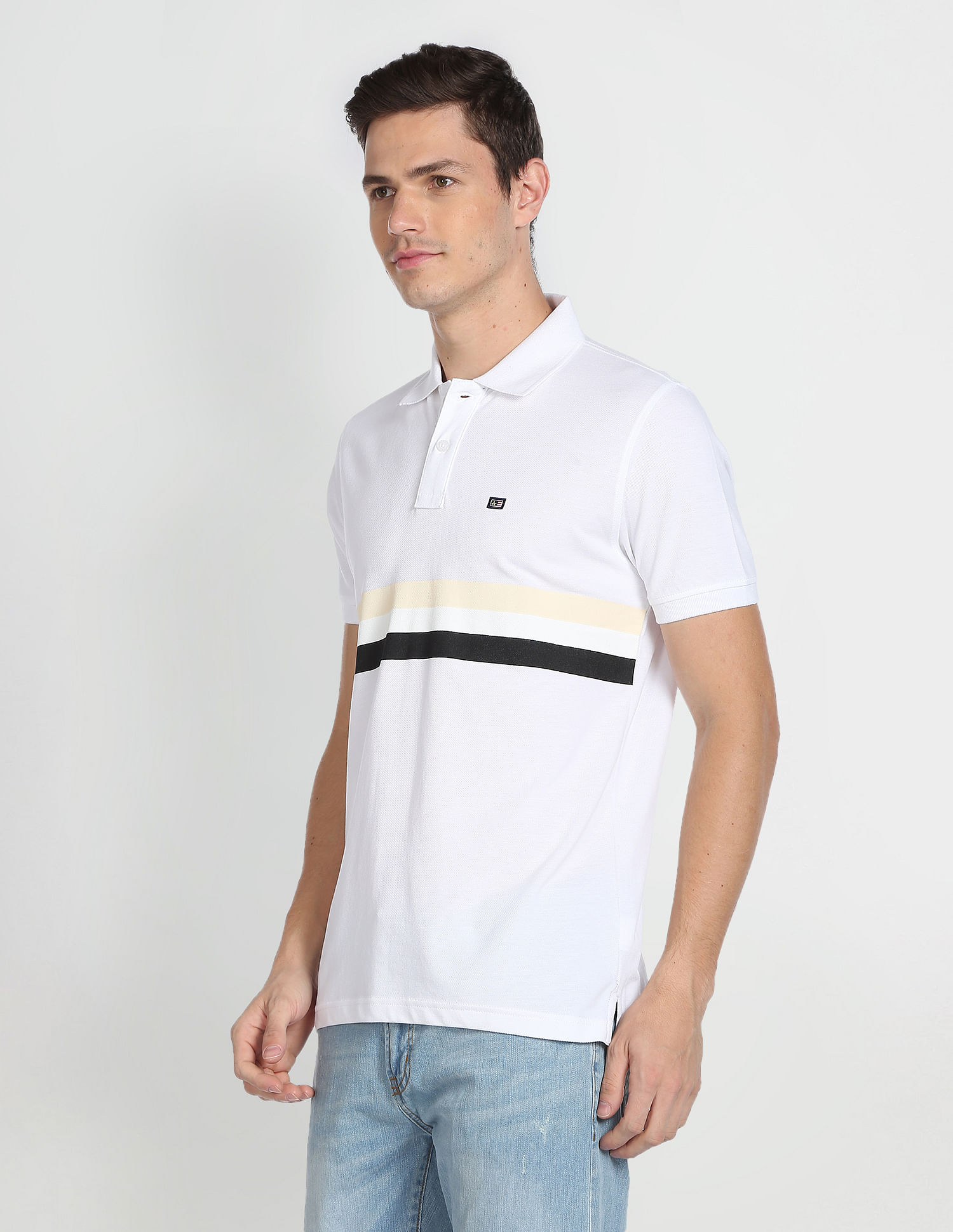 Arrow Sports Horizontal Stripe Cotton Polo Shirt
