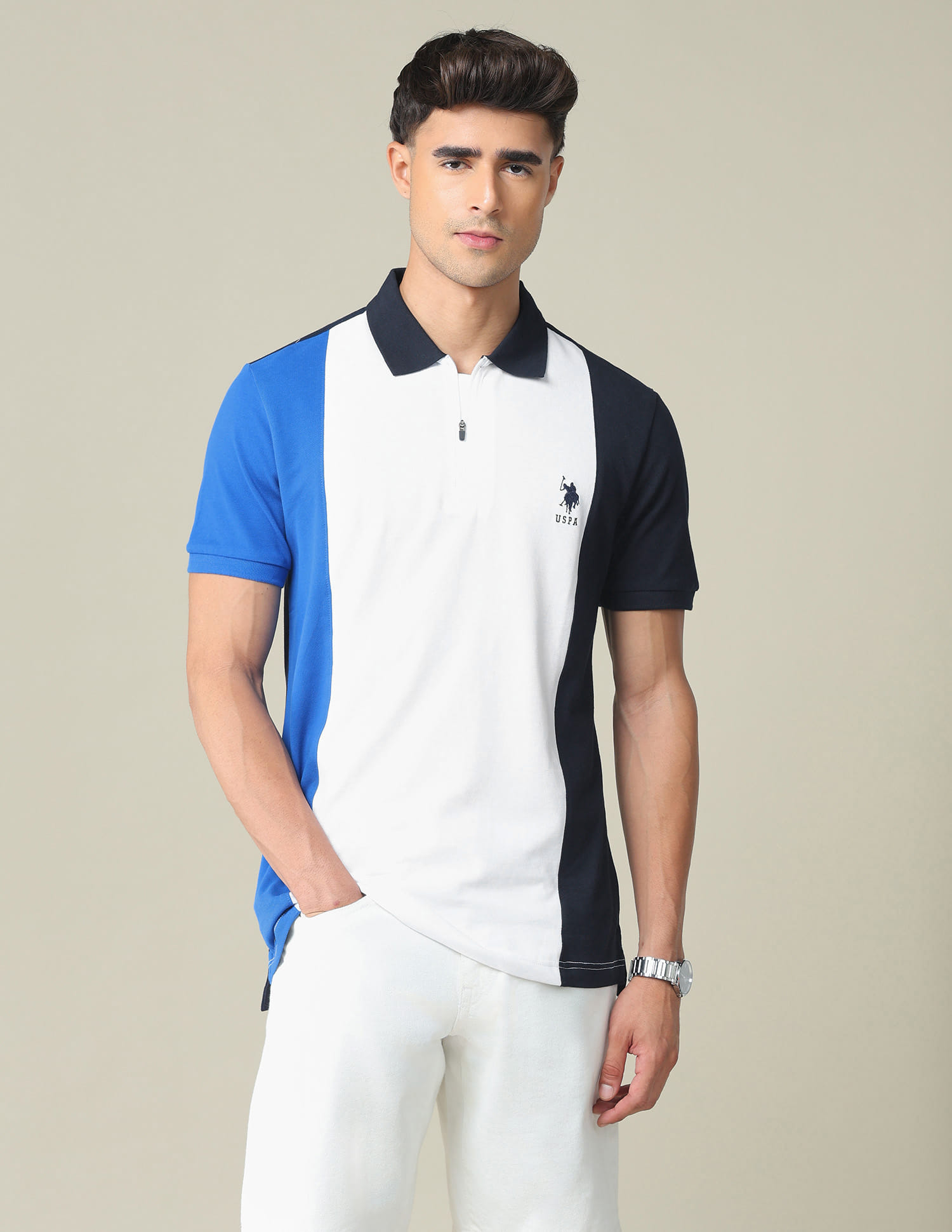 Buy Polo Colour Block Cotton Polo Shirt