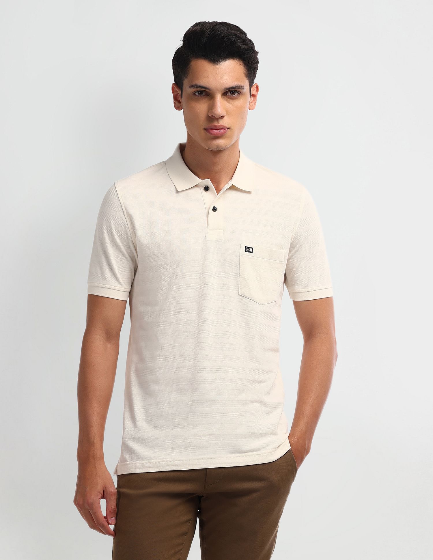 Arrow Sport Horizontal Stripe Cotton Polo Shirt