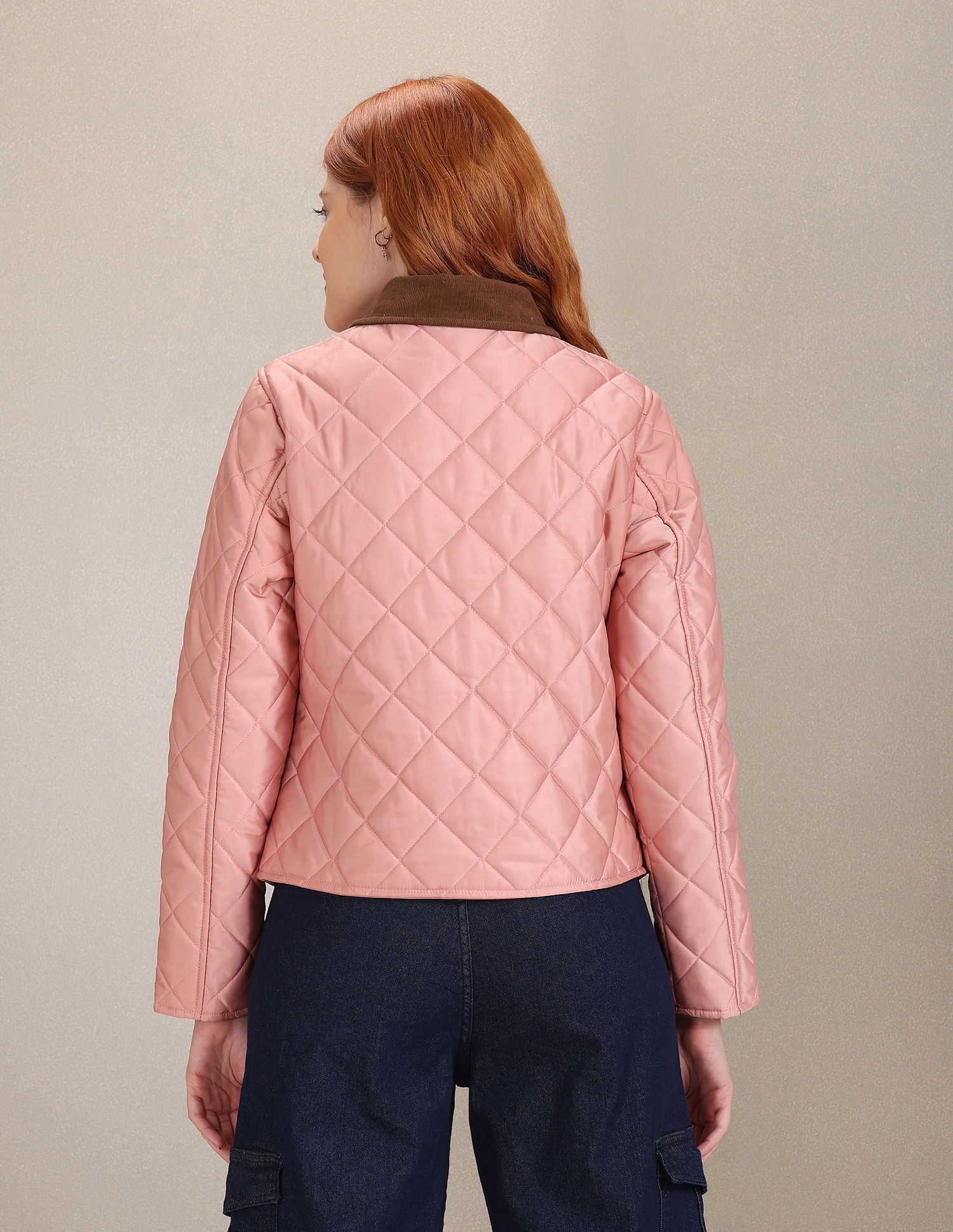 Pale pink sales quilted jacket