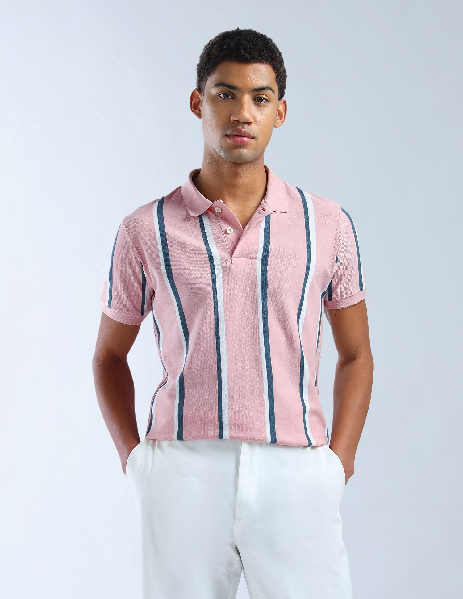 Flying Machine Vertical Striped Digitopia Polo Shirt