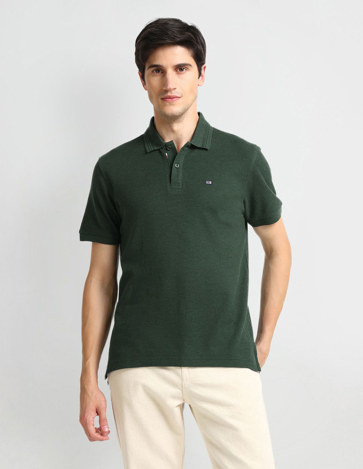 Arrow Sports Pure Cotton Heathered Polo Shirt