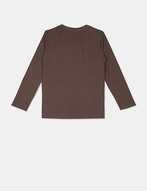 boys brown long sleeve top