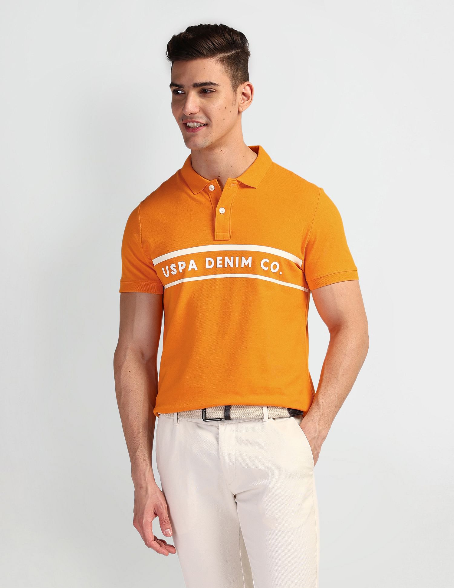 U.S. Polo Assn. Denim Co. Brand Print Pique Polo Shirt