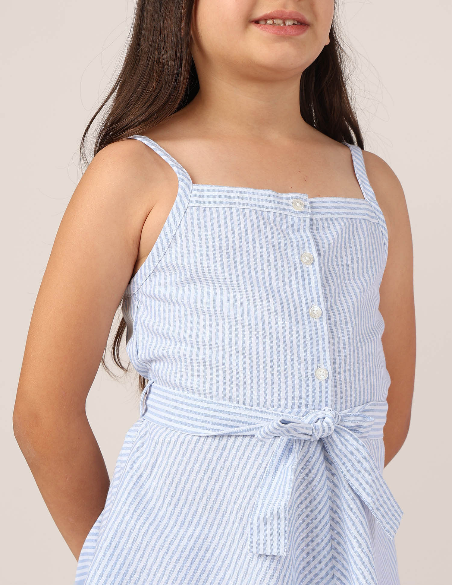 U.S. Polo Assn. Kids Girls Vertical Striped A-Line Dress