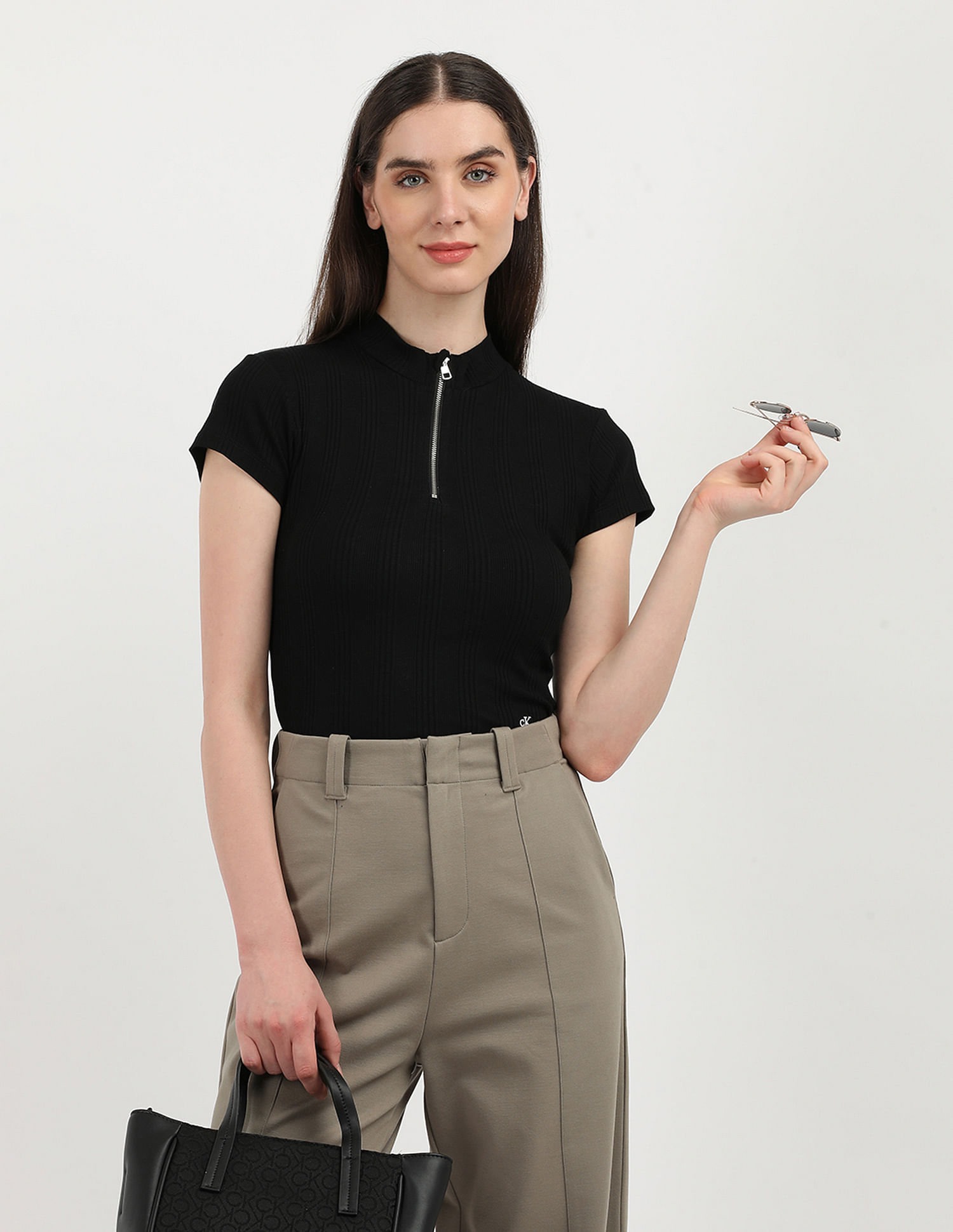 Calvin Klein Jeans Variegated Rib Half Zip Top
