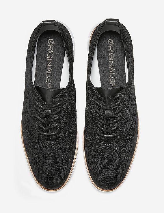 Cole Haan Black ØriginalGrand Stitchlite Wingtip Knit Oxford Sneakers