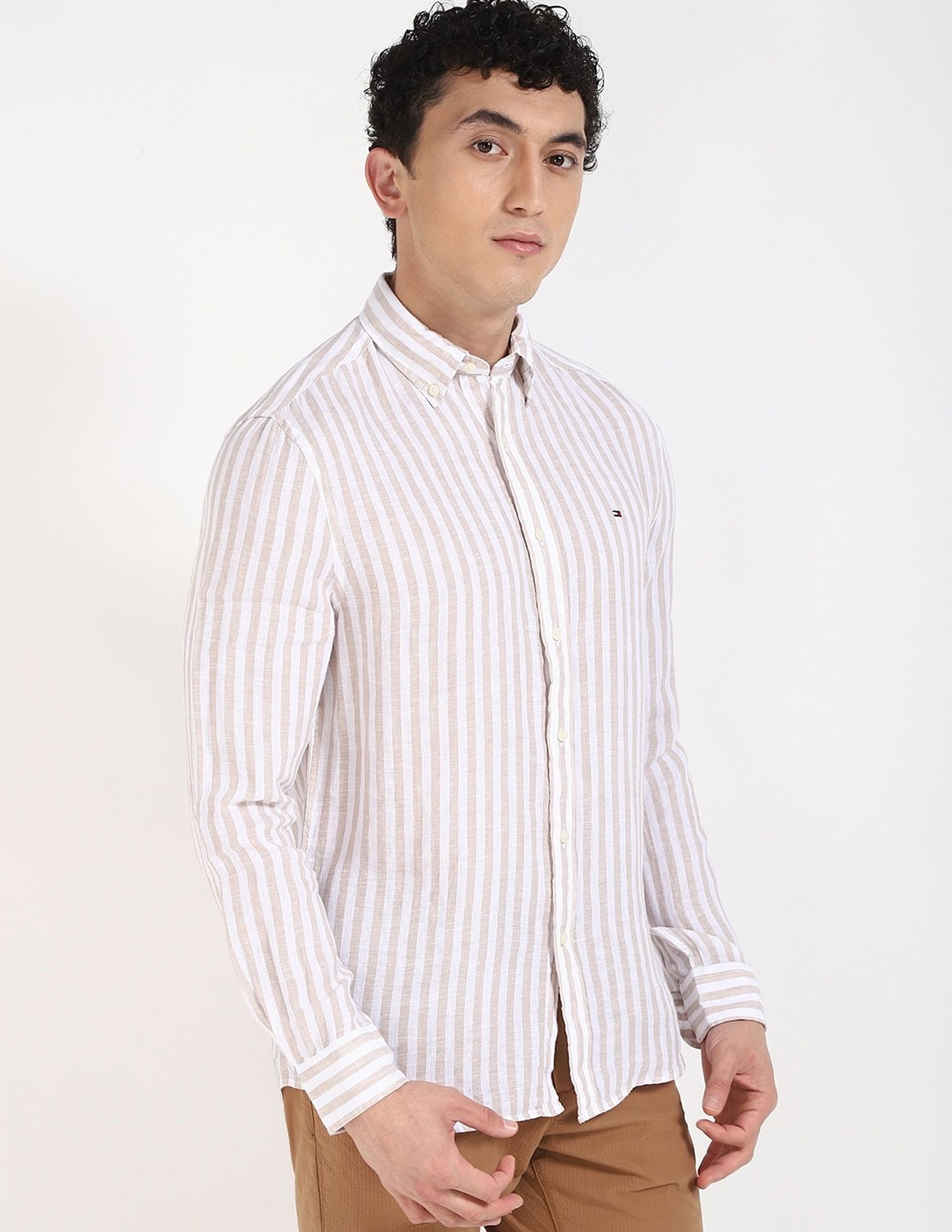 Tommy Hilfiger Striped Regular-Fit Linen Shirt