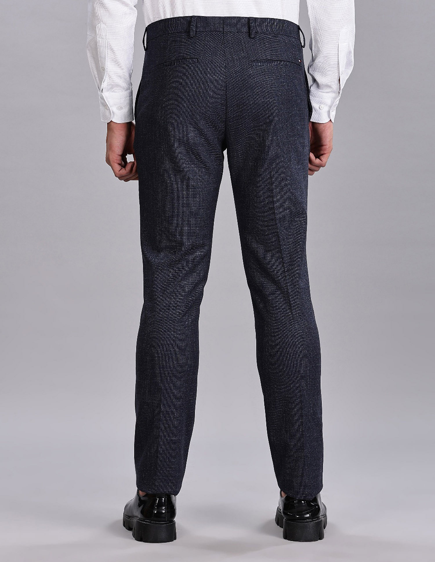 Tommy Hilfiger Regular-Fit Self-Design Mid Rise Trousers