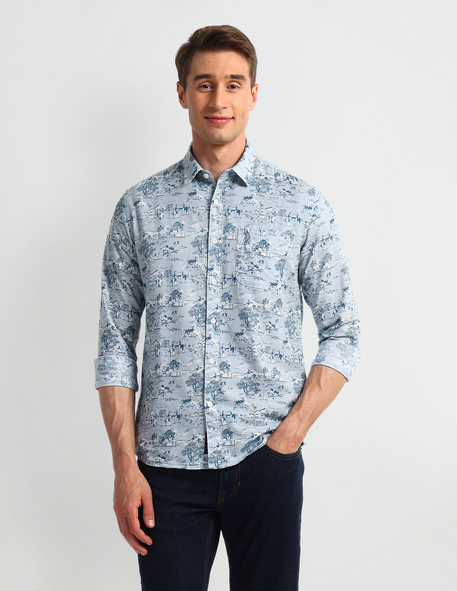 U.S. Polo Assn. Denim Co. All-Over Print Slim Fit Shirt