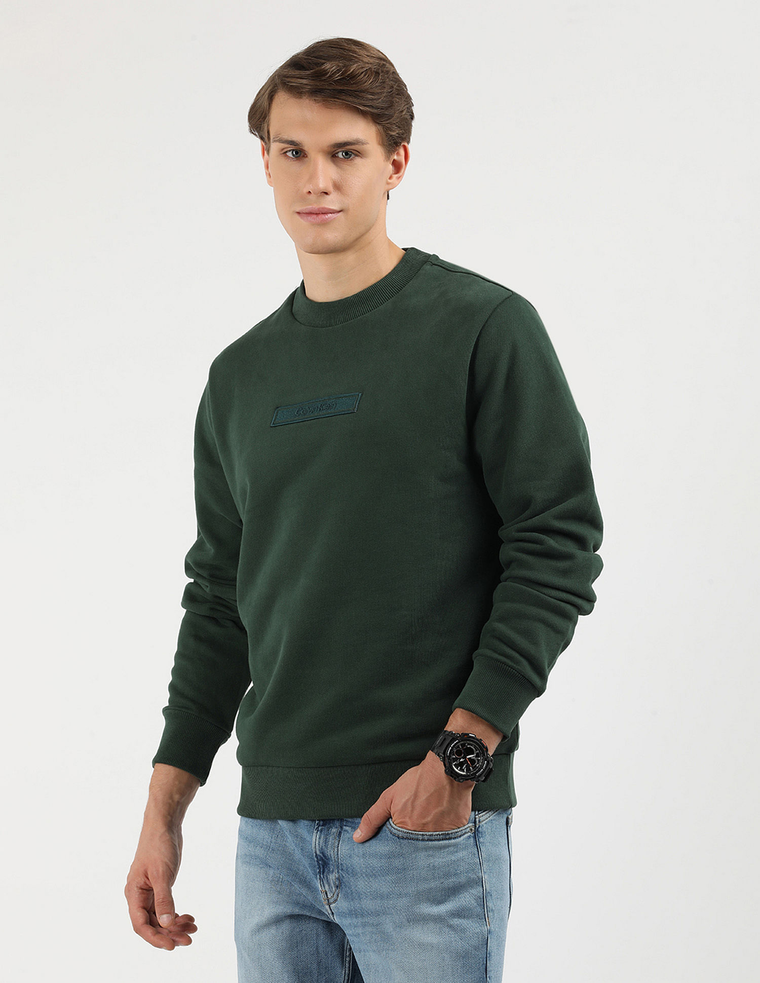 Calvin Klein Jeans Embroidered Logo Crew Neck Sweatshirt