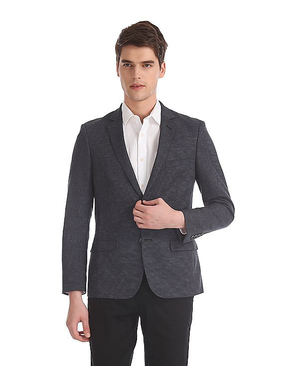 AD by Arvind Tailored Regular Fit Patterned Weave Blazer