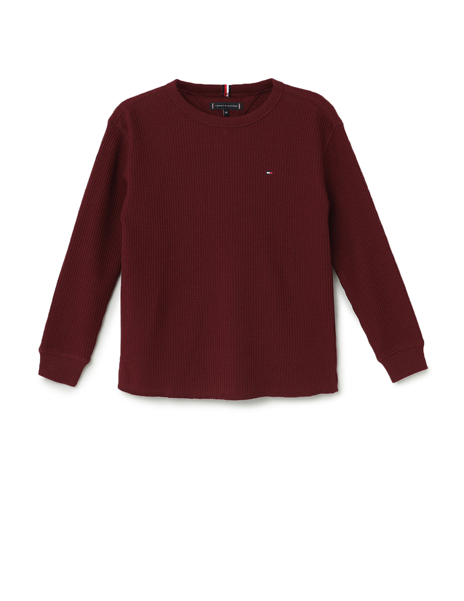 Tommy Hilfiger Kids Boys Round Neck Waffle Cotton T-Shirt