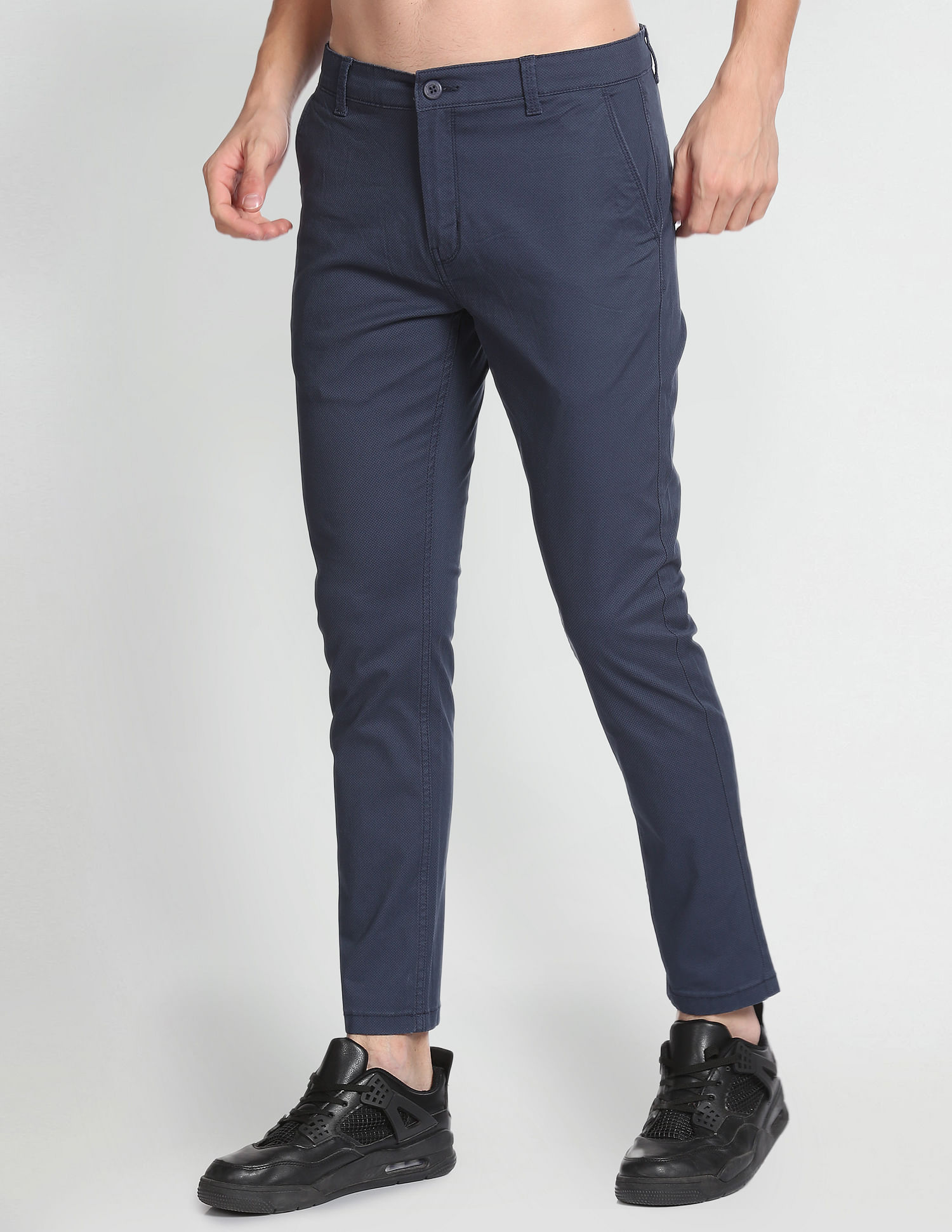 Flying Machine Twill Geometric Print Trousers