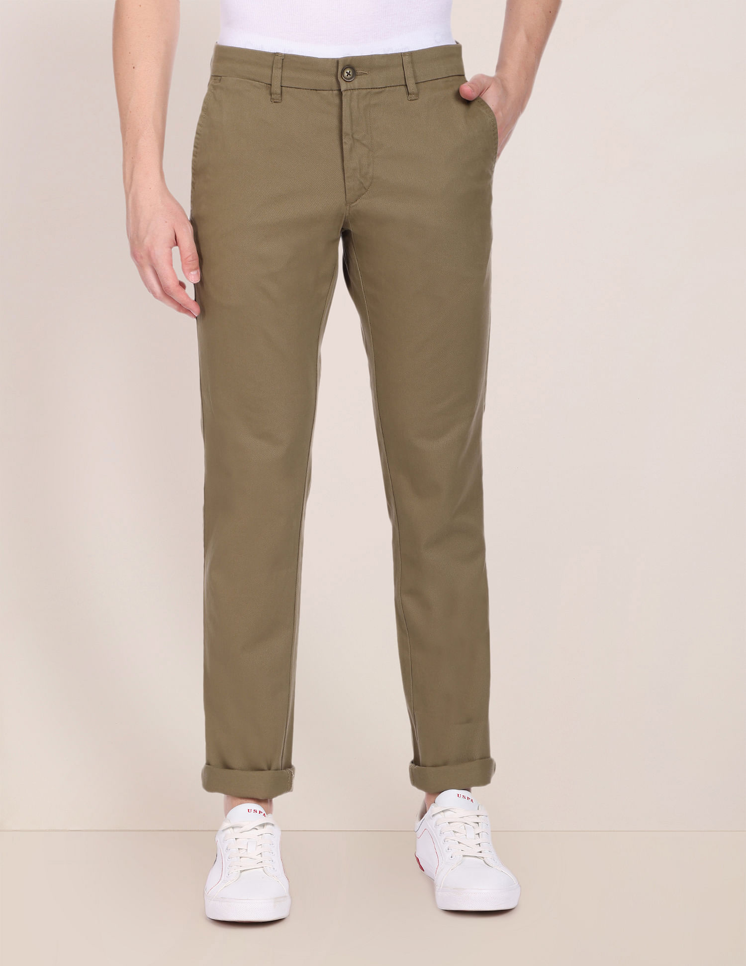 U.S. Polo Assn. Mid Rise Solid Denver Trousers