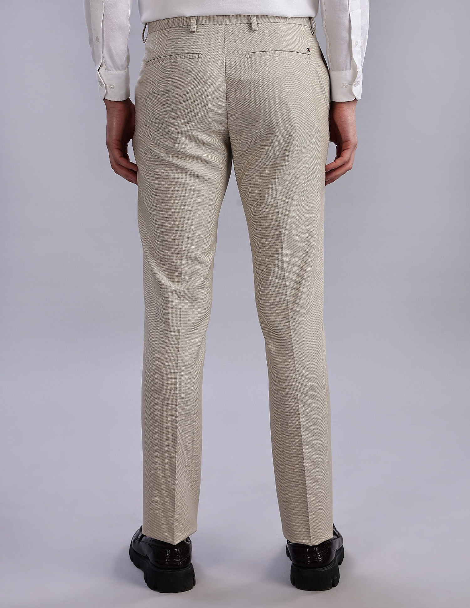 Tommy Hilfiger Regular-Fit Self-Design Mid Rise Trousers