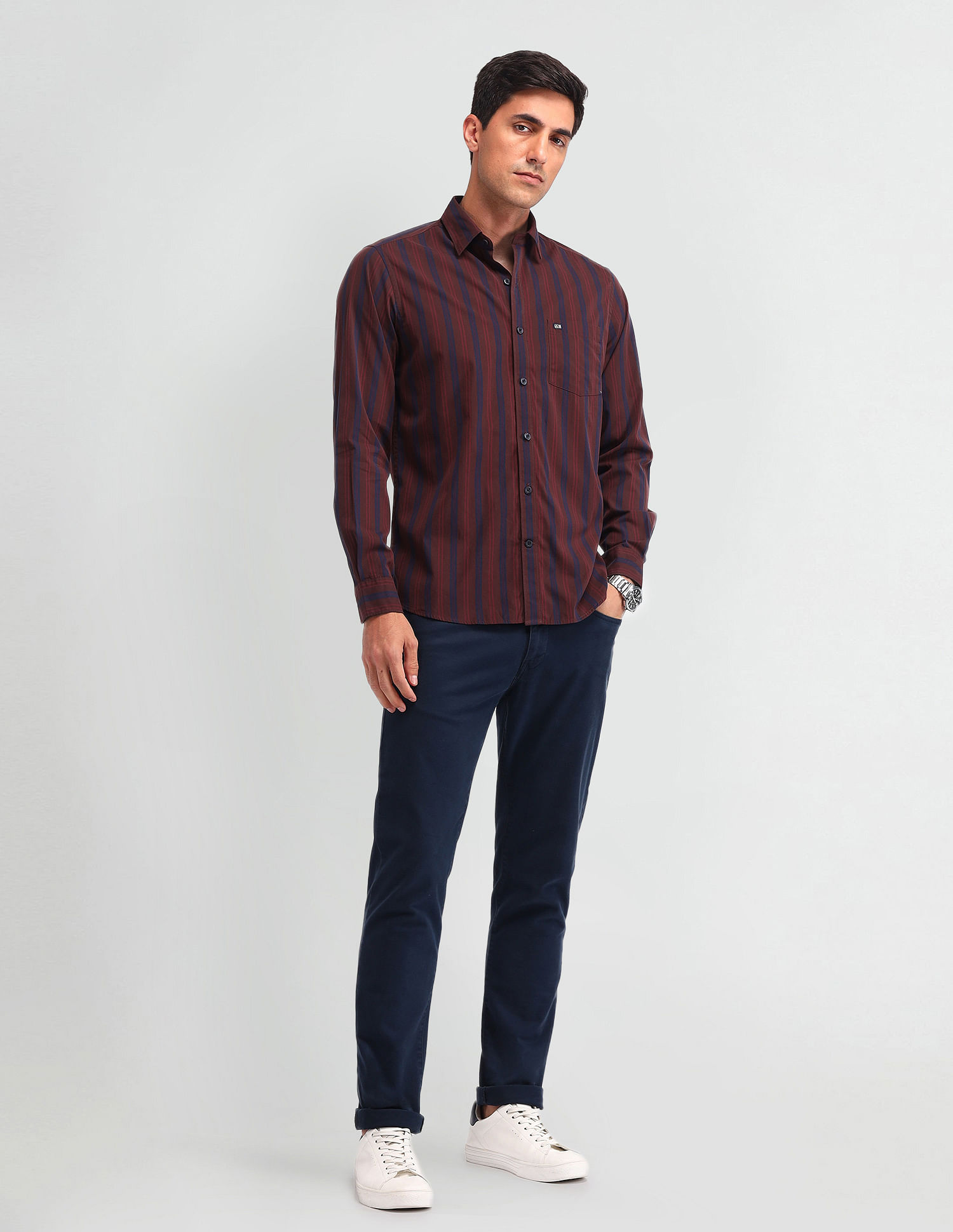 Arrow Sport Vertical Striped Slim Fit Shirt