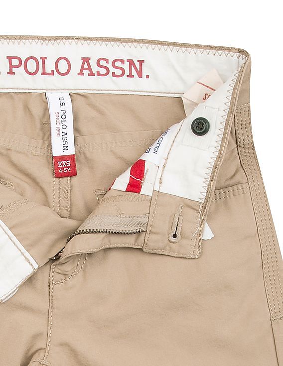 U.S. Polo Assn. Kids Boys Solid Slim Fit Trousers