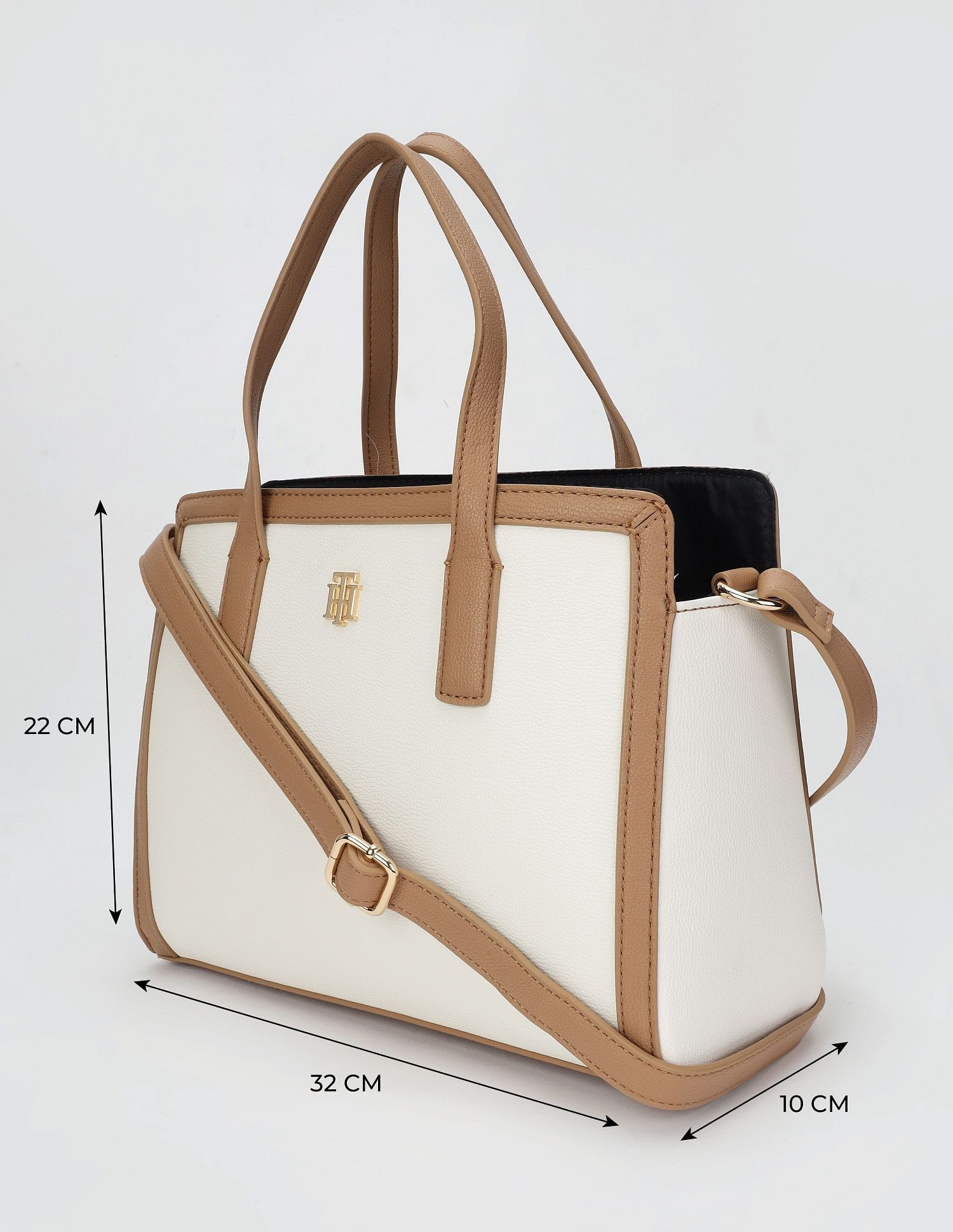 Tommy Hilfiger Solid Brown Cotton Handbags