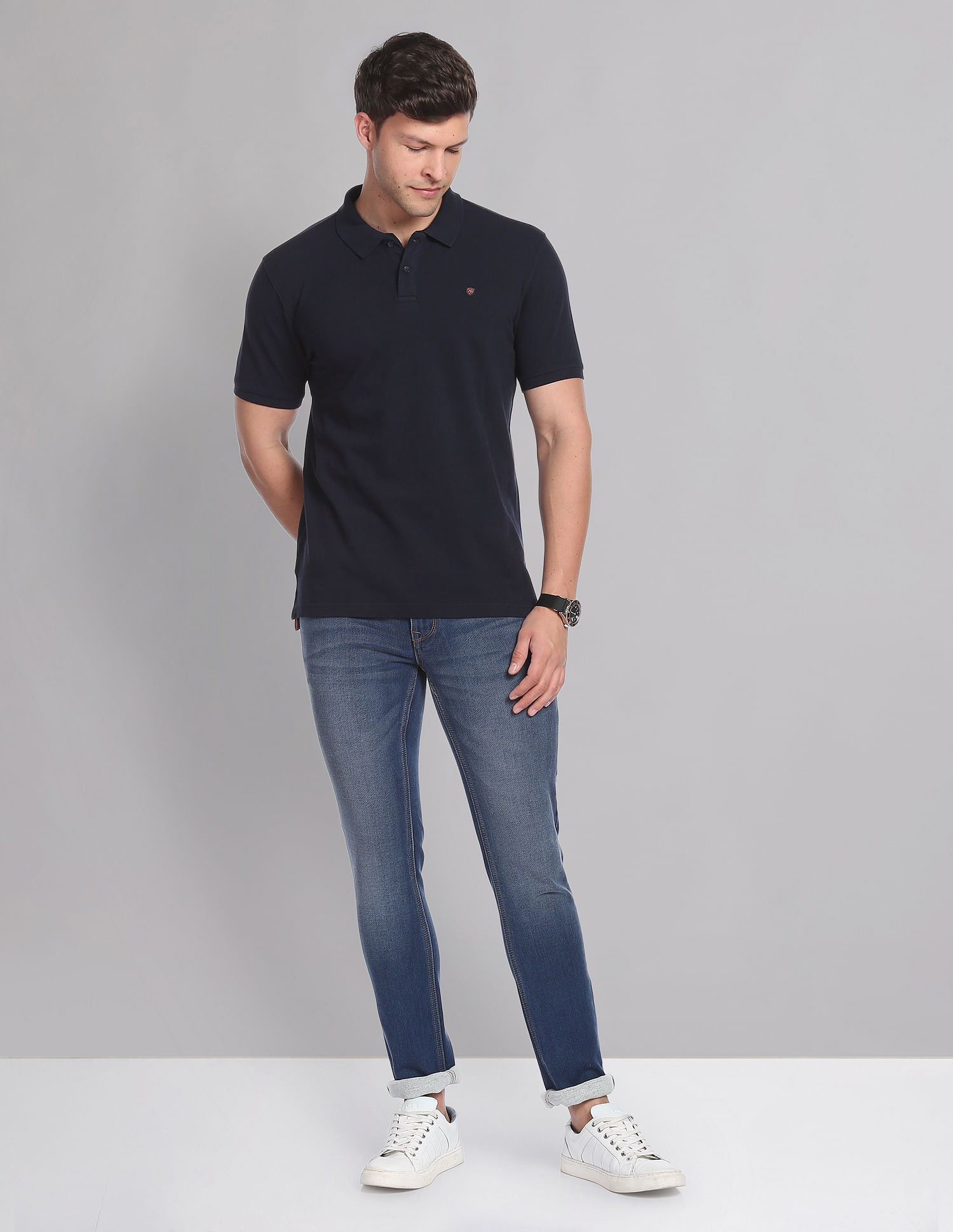AD by Arvind Solid Polo Shirt