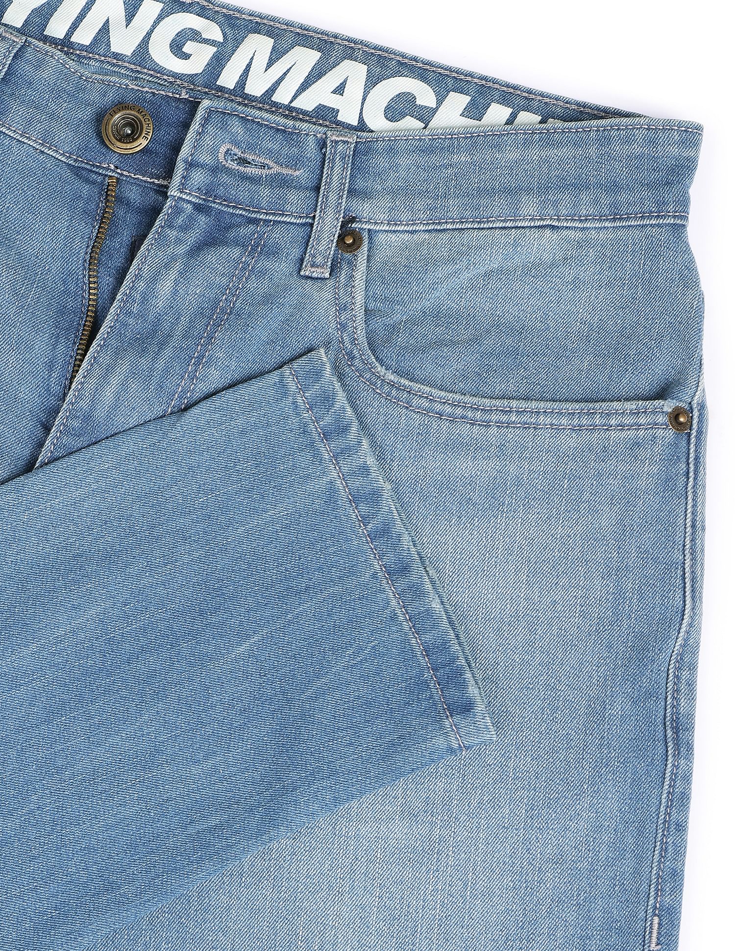 Flying Machine Stone Wash Slash Slim Tapered Fit Jeans