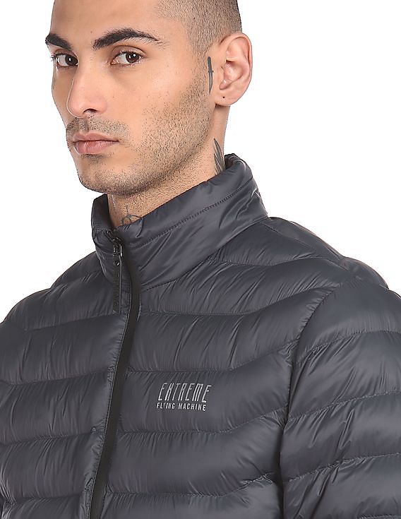 Flying Machine Long Sleeve High Neck Puffer Casual Jacket