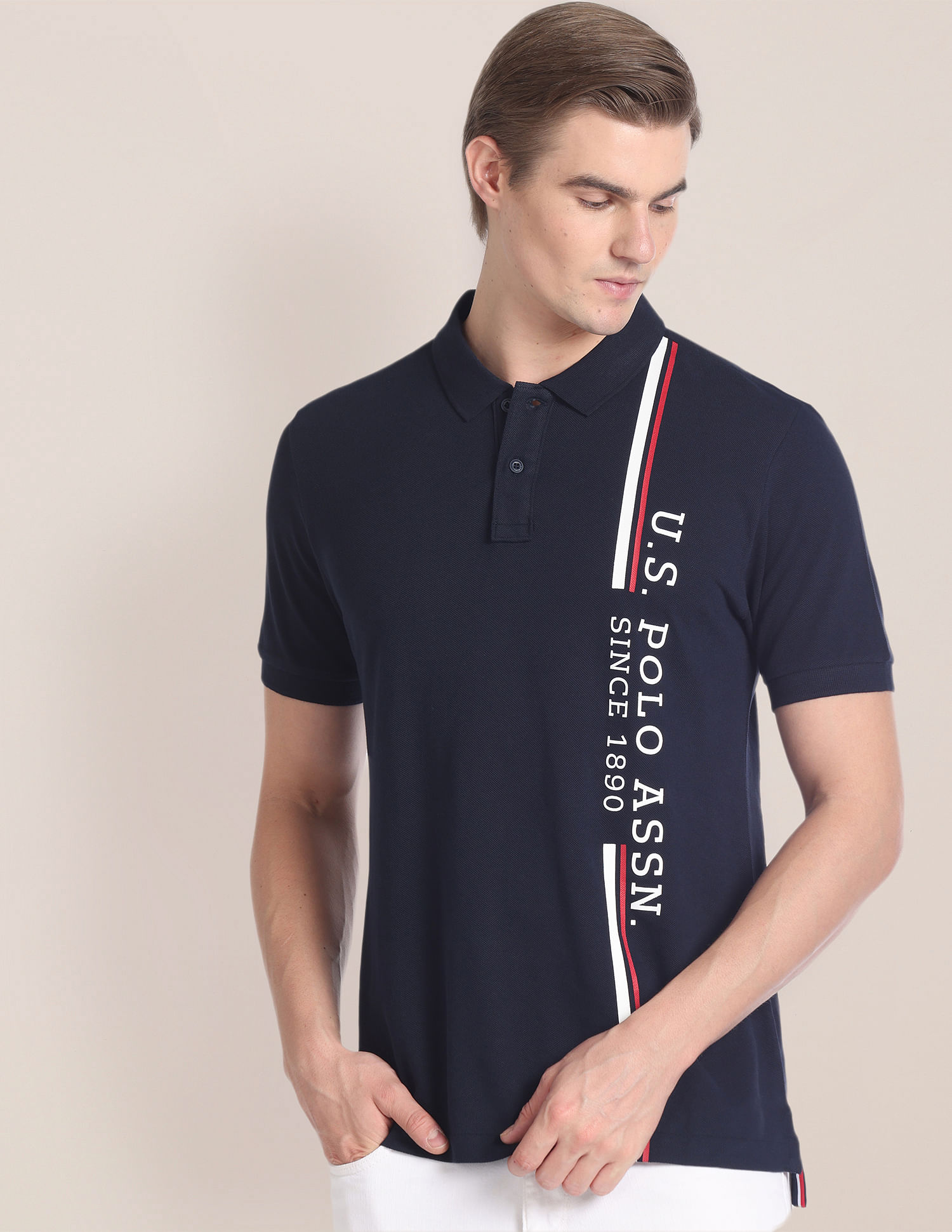 U.S. POLO ASSN. Brand Print Cotton Polo Shirt