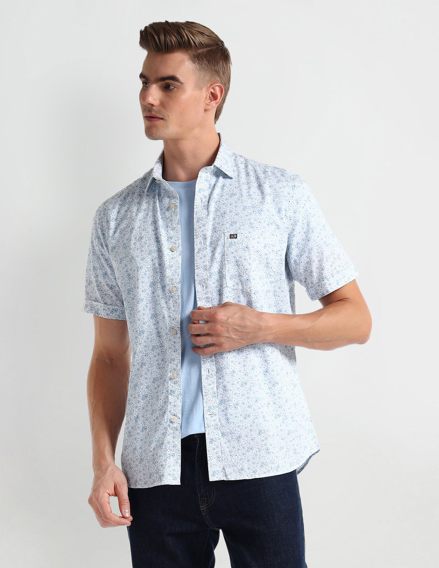 Arrow Sports Floral Print Cotton Shirt