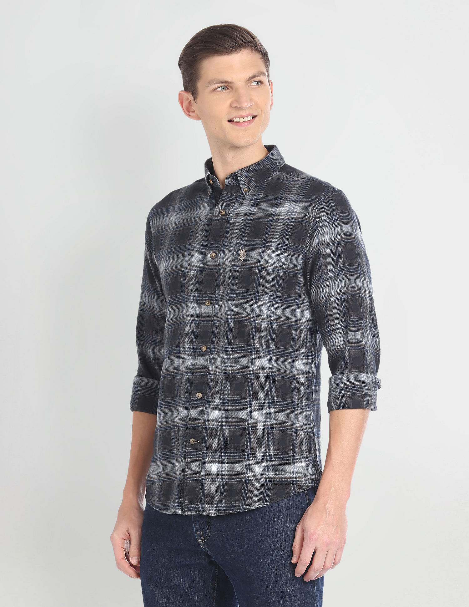 U.S. Polo Assn. Denim Co. Button Down Collar Plaid Shirt