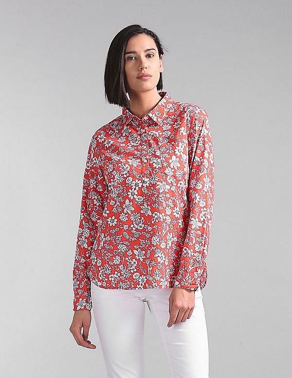 トップス Cooran Caribbean Tropical Scenic Embroidery Linen Short Sleeve