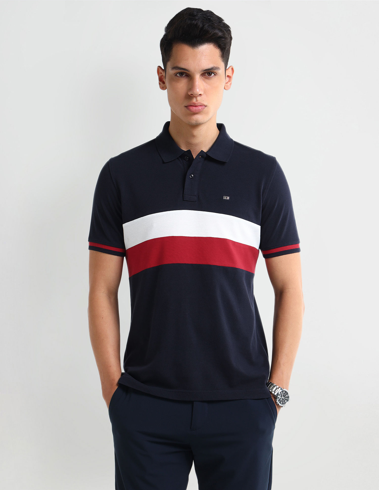 Arrow Sport Horizontal Striped Regular Fit Polo Shirt