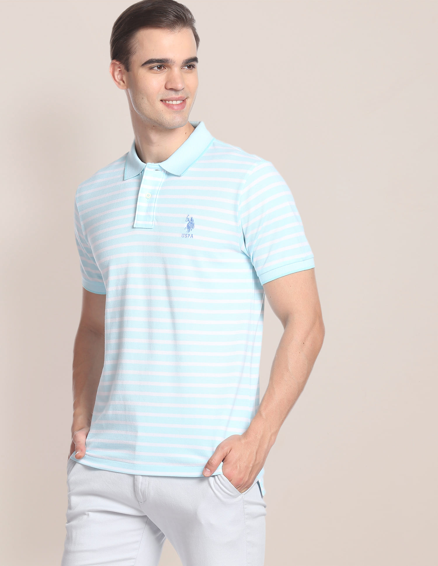 Buy Polo Horizontal Stripe Birdseye Polo Shirt