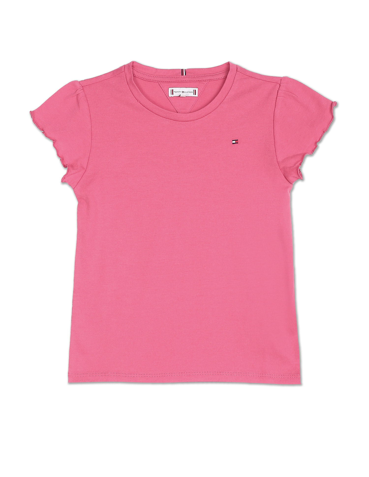 Buy Tommy Hilfiger Kids Ruffle Essential Cotton Sleeve T-Shirt