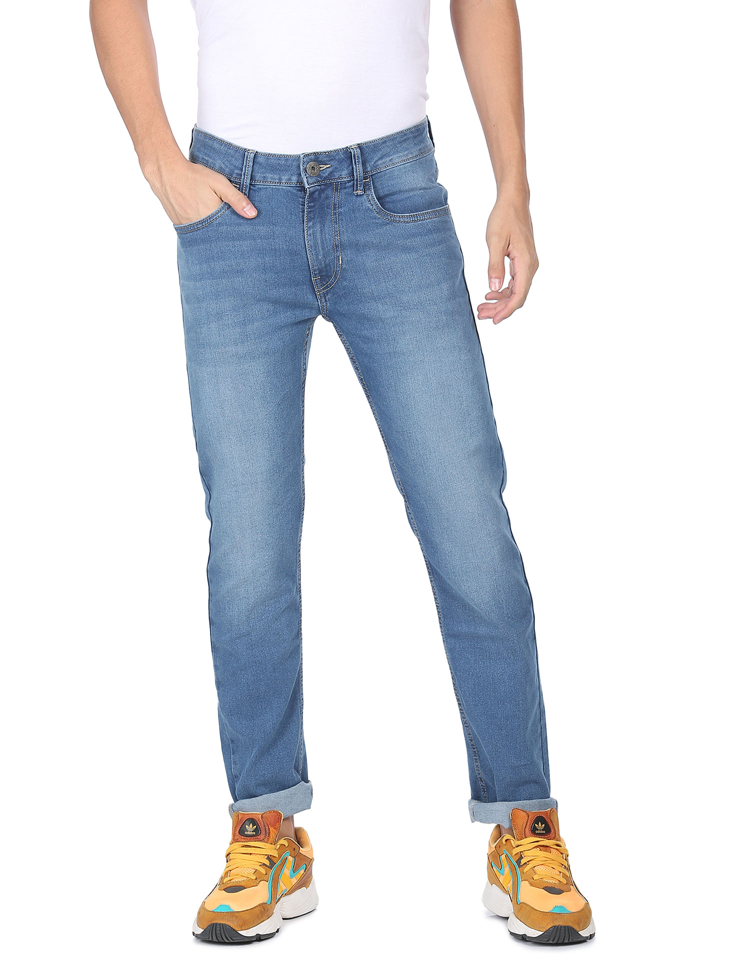 Ecru Mid Rise relaxed straight leg jeans | River Island