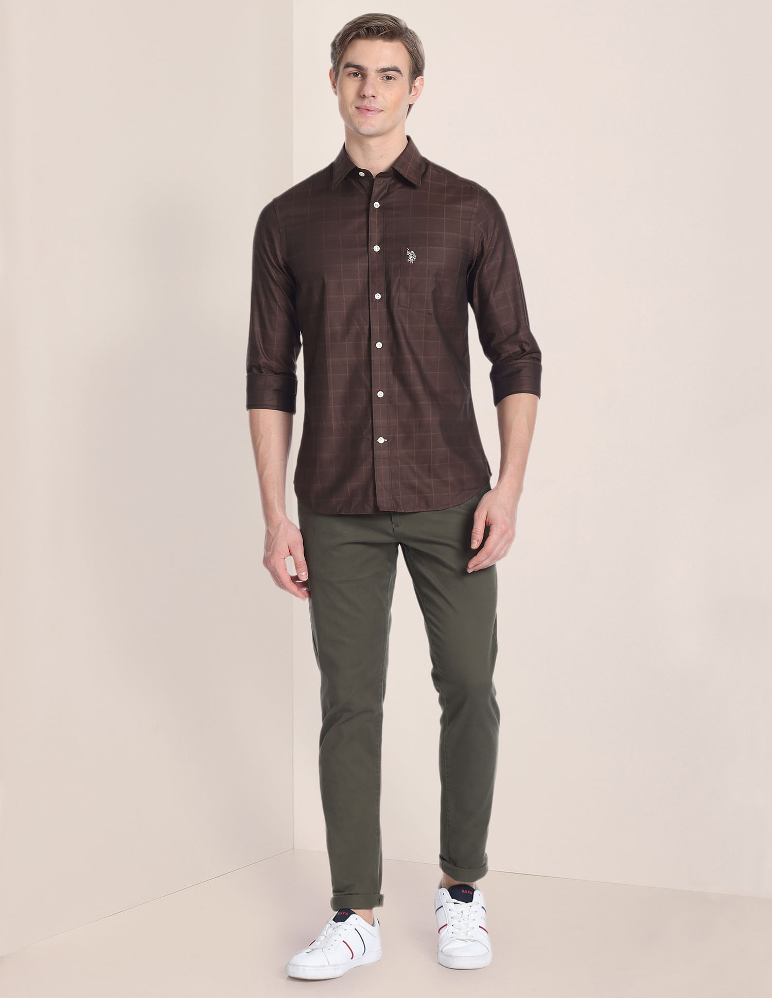 U.S. Polo Assn. Spread Collar Checked Shirt