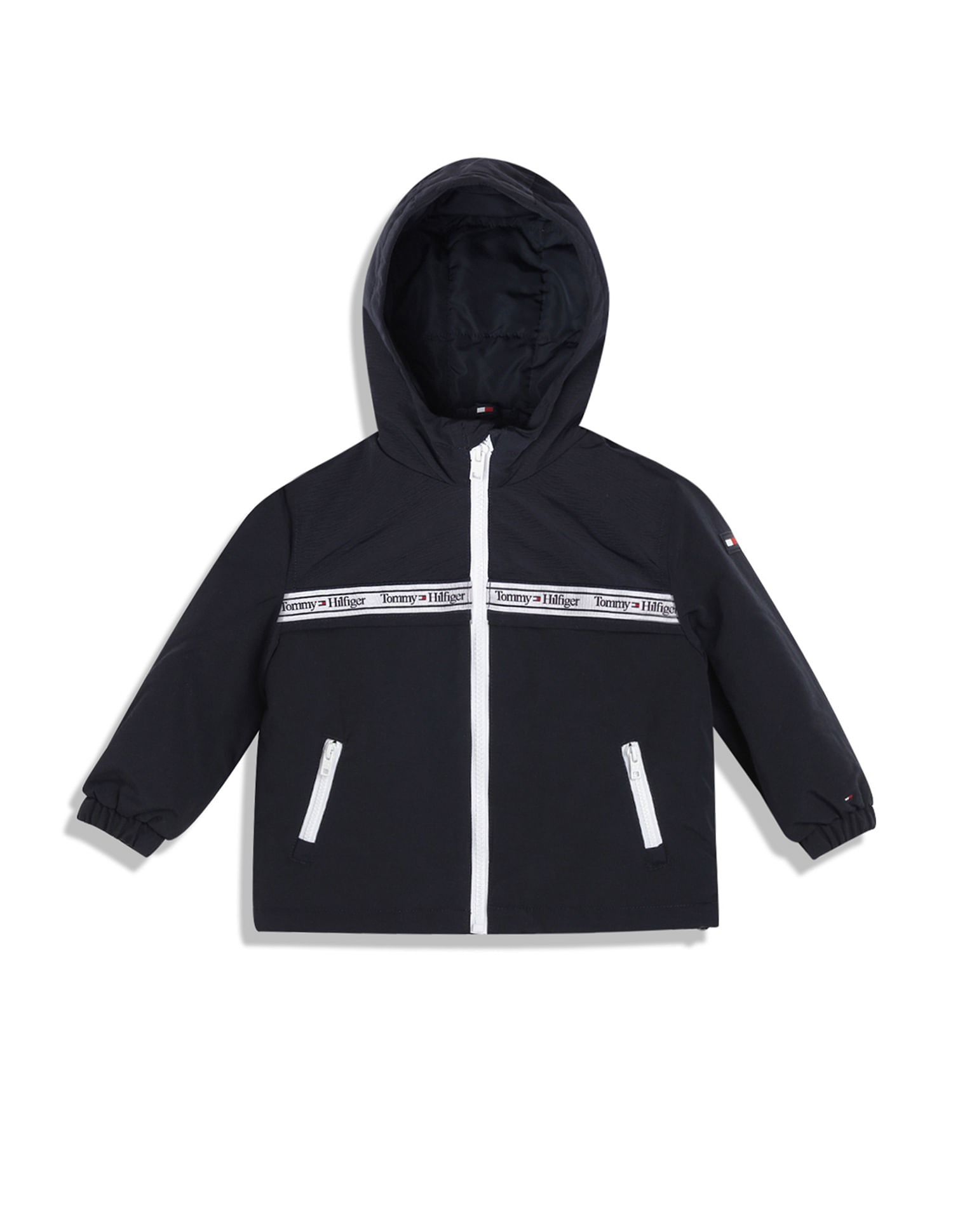 Tommy hilfiger hooded hot sale nylon tape jacket