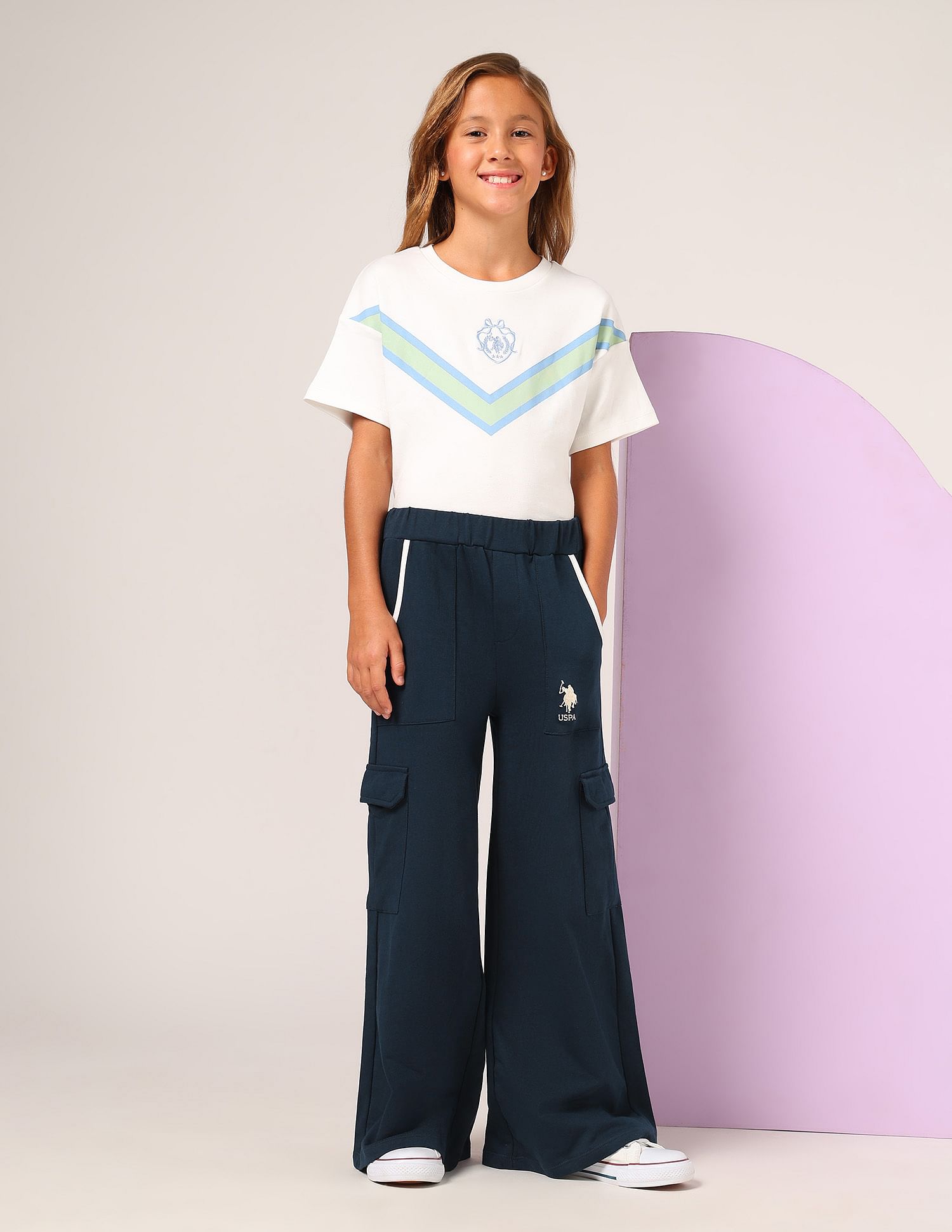 U.S. Polo Assn. Kids Girls Regular Fit Cargo Track Pants