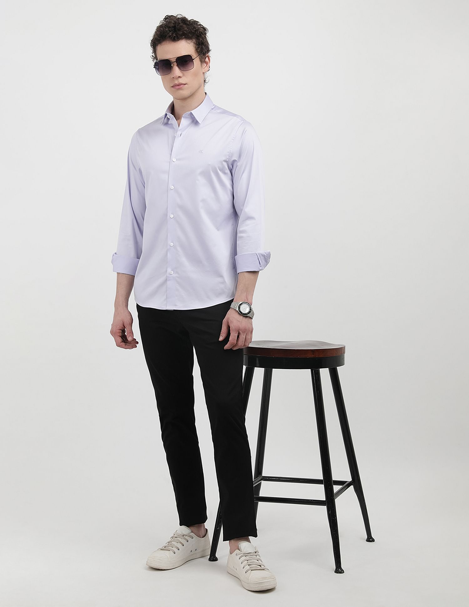 Calvin Klein Jeans Stretch Satin Slim Fit Shirt