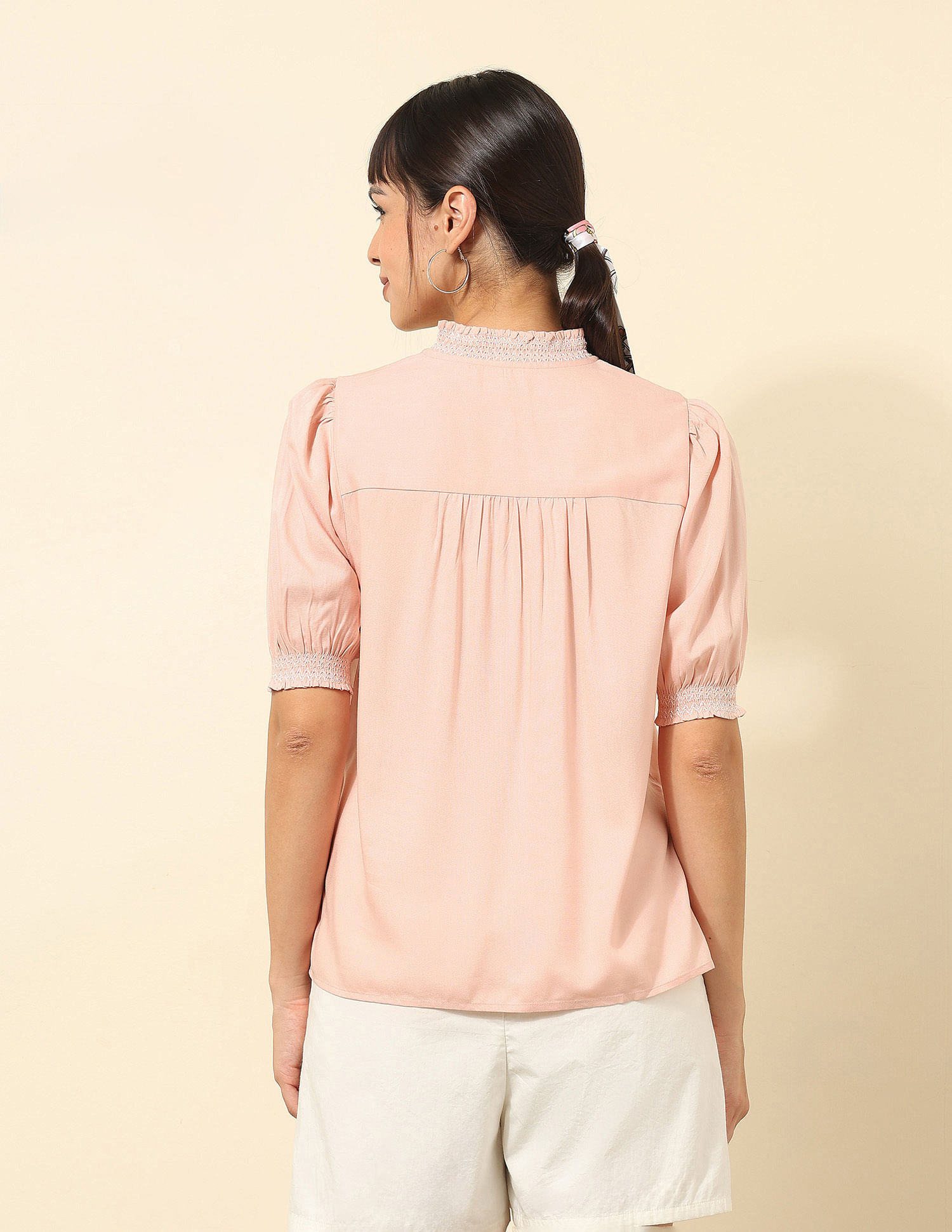U.S. Polo Assn. Women Ruffle Neck Solid Top