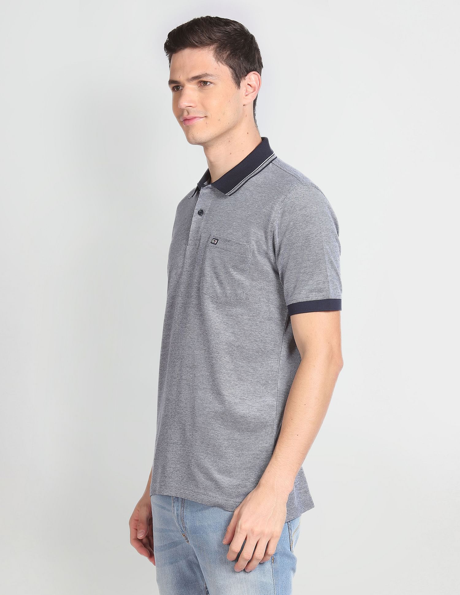 Arrow Sports Patterned Collar Cotton Polo Shirt