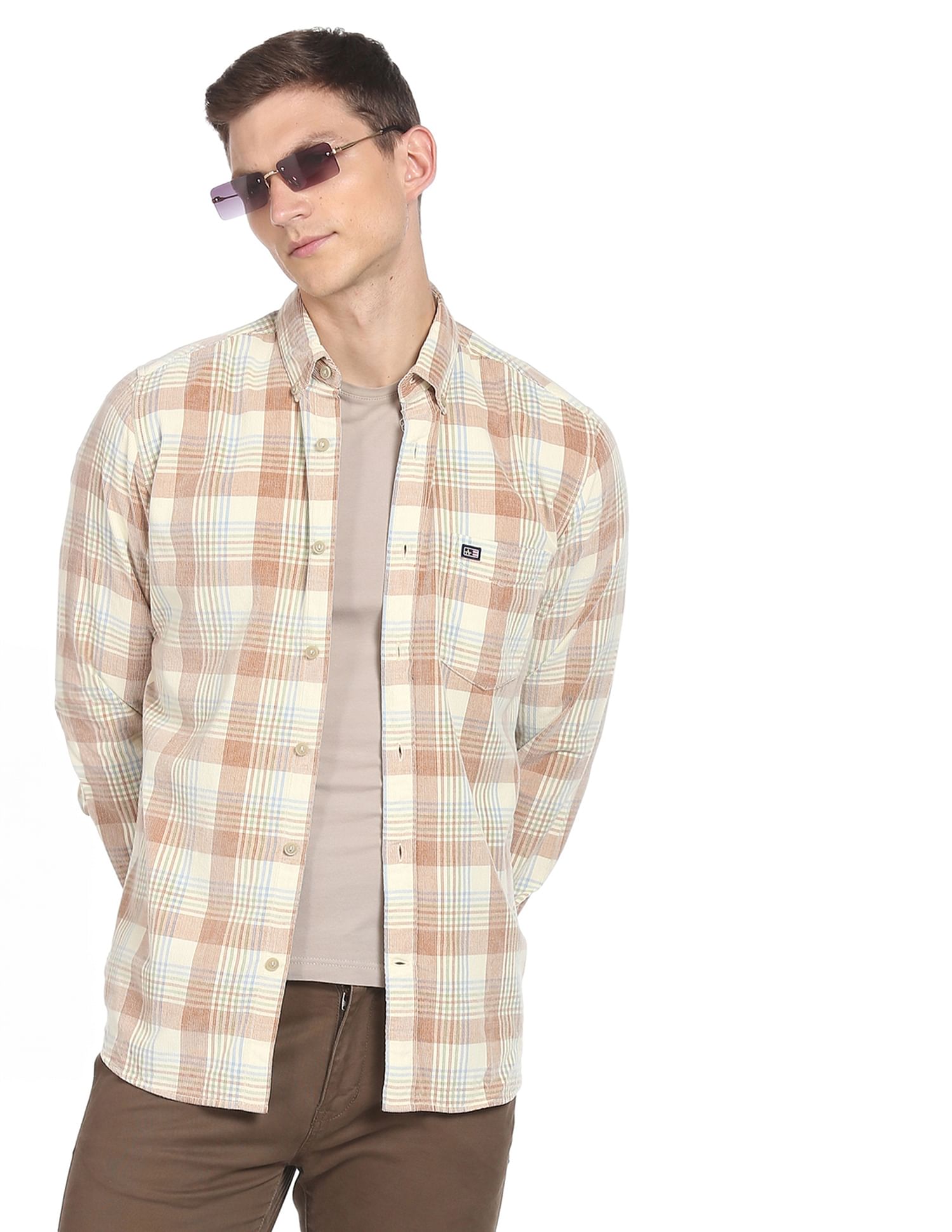Arrow Sports Button Down Collar Corduroy Shirt