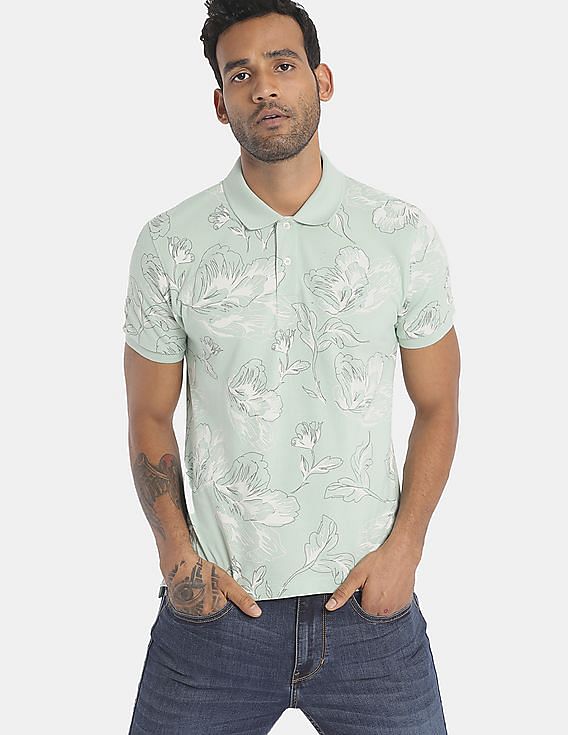 Buy Flying Machine Floral Print Pique Polo Shirt NNNOW