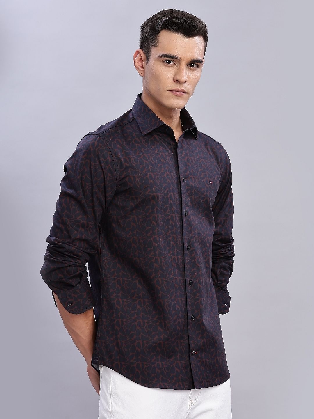Tommy Hilfiger Printed Regular Fit Plain Woven Shirt