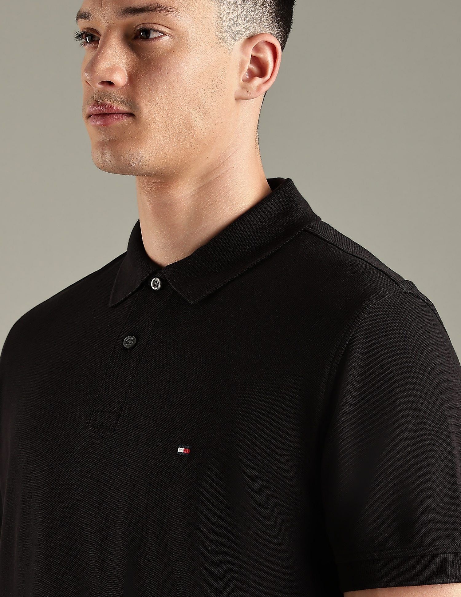 Tommy Hilfiger Solid Regular-Fit Cotton Polo Shirt