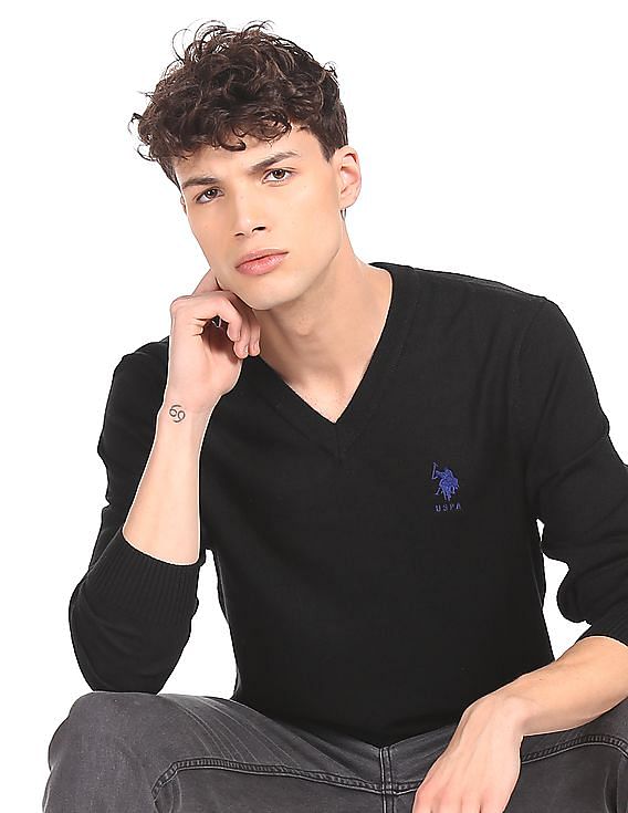 U.S. Polo Assn. V-Neck Solid Sweater