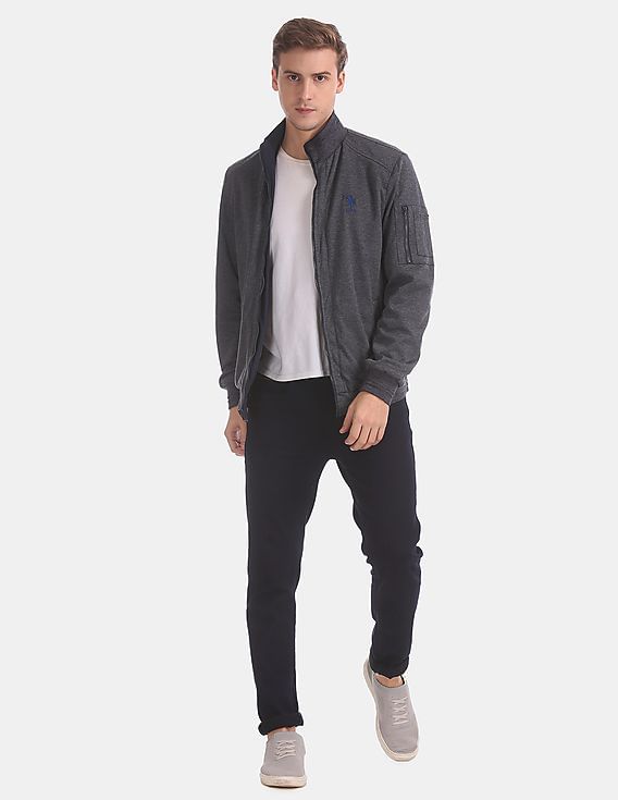 U.S. Polo Assn. Navy And Charcoal Reversible Bomber Jacket